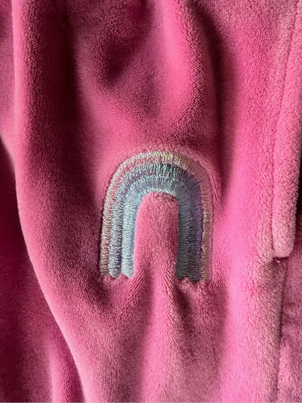 Joe Fresh Pink Velour Hooded Zip-Up & Jogger Pajama Set with Rainbow Details 5T